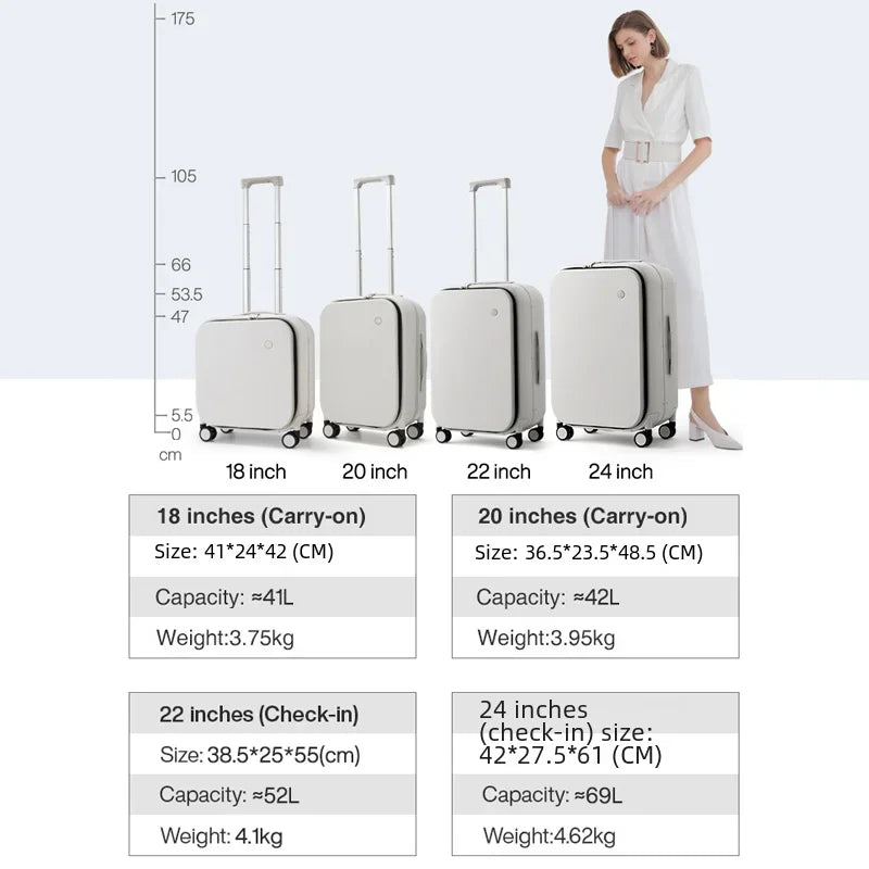 Luxury Design Wide Handle Rolling Travel Suitcase | Mixi© - Style Plaza