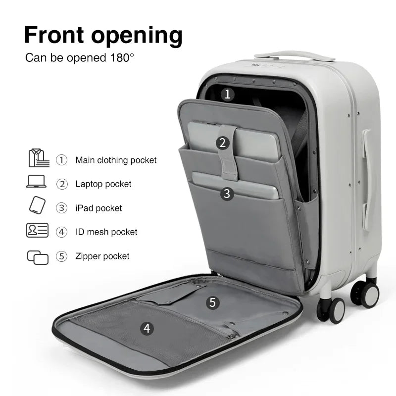 Luxury Design Wide Handle Rolling Travel Suitcase | Mixi© - Style Plaza