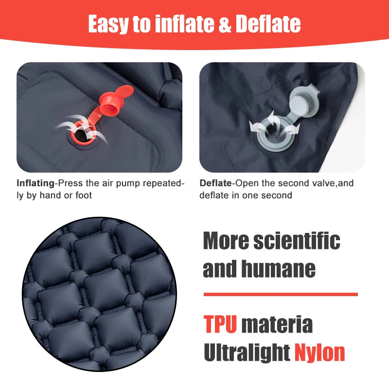 Ultralight Inflatable Sleeping Mat with Built-in Foot Pump & Pillow | PACOONE® - Style Plaza